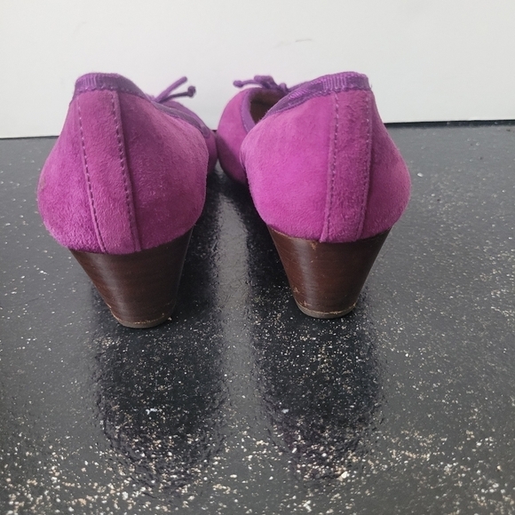 Tory Burch Plum Suede Wedge Heels - Picture 5 of 8